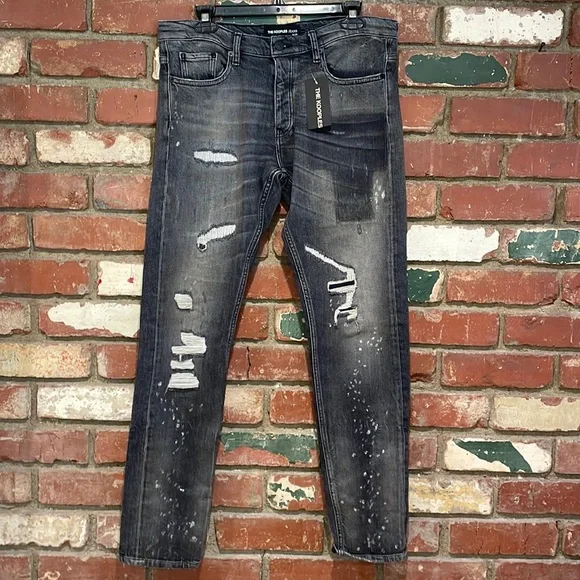 The Kooples distressed painted black slim fit jeans NWT - Picture 1 of 9